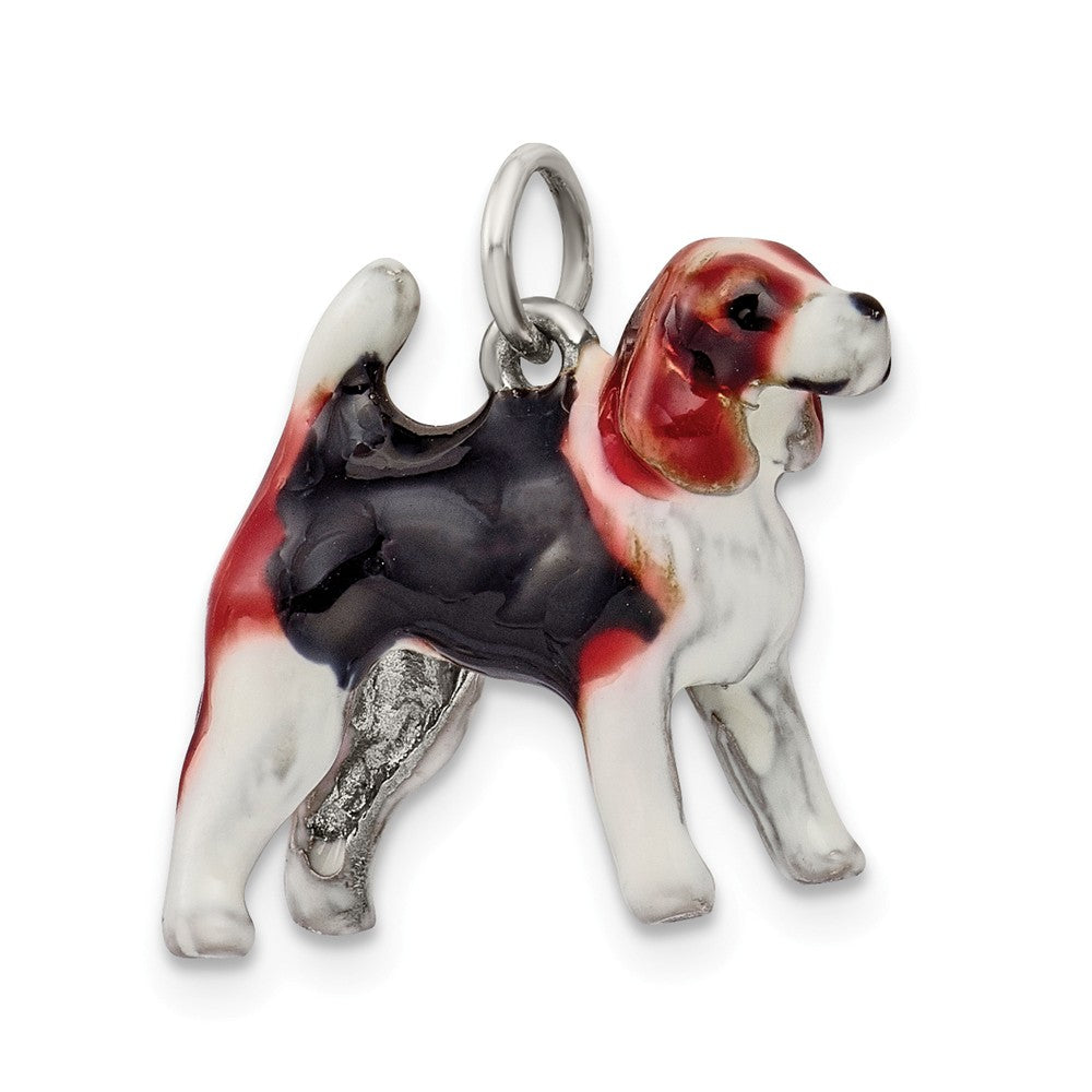 Million Charms 925 Sterling Silver Enameled Beagle Charm