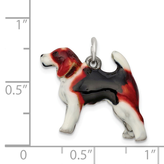 Million Charms 925 Sterling Silver Enameled Beagle Charm