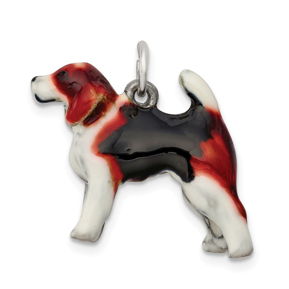Million Charms 925 Sterling Silver Enameled Beagle Charm