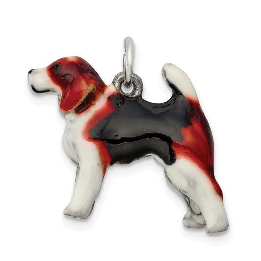 Million Charms 925 Sterling Silver Enameled Beagle Charm