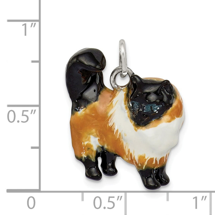 Million Charms 925 Sterling Silver Enameled Calico Cat Charm