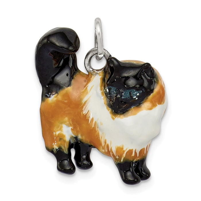 Million Charms 925 Sterling Silver Enameled Calico Cat Charm