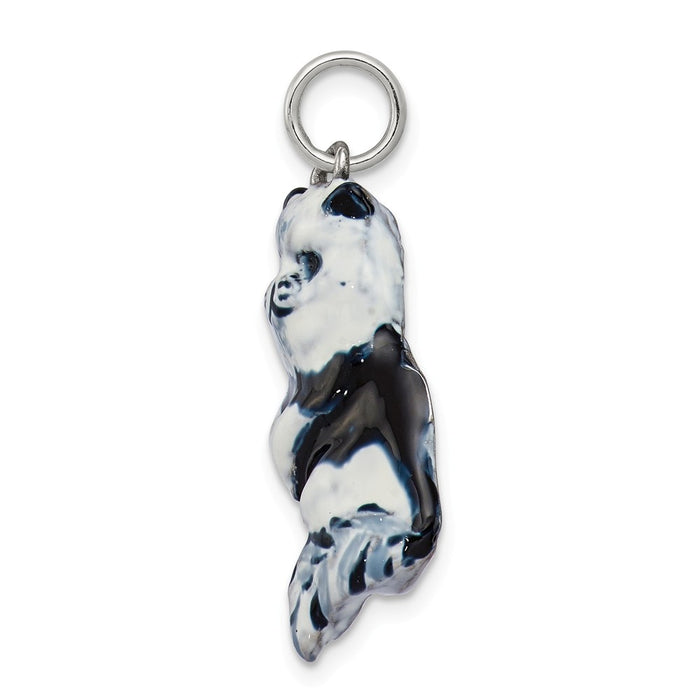 Million Charms 925 Sterling Silver Enameled Black & White Cat Charm