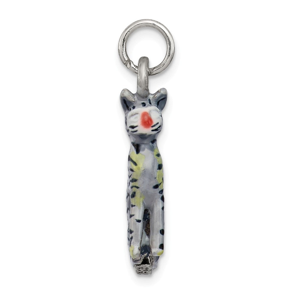 Million Charms 925 Sterling Silver Enamel Cat Sitting Charm