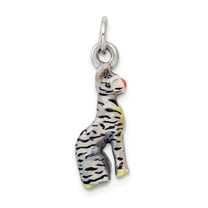 Million Charms 925 Sterling Silver Enamel Cat Sitting Charm