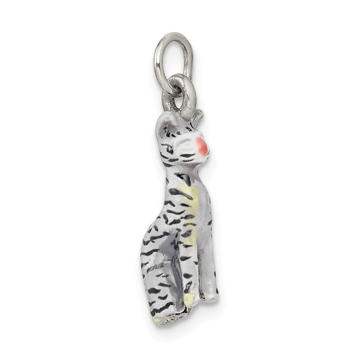 Million Charms 925 Sterling Silver Enamel Cat Sitting Charm