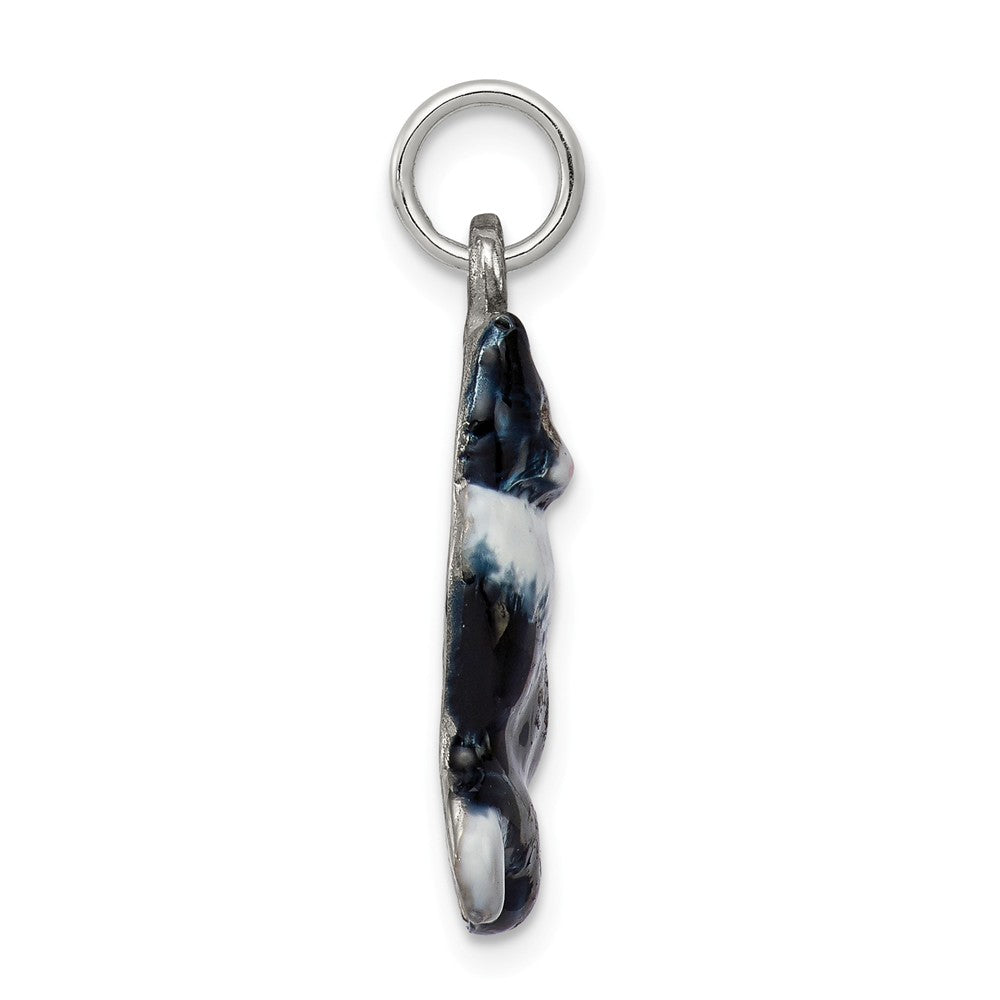 Million Charms 925 Sterling Silver Enamel Black & White Cat Charm