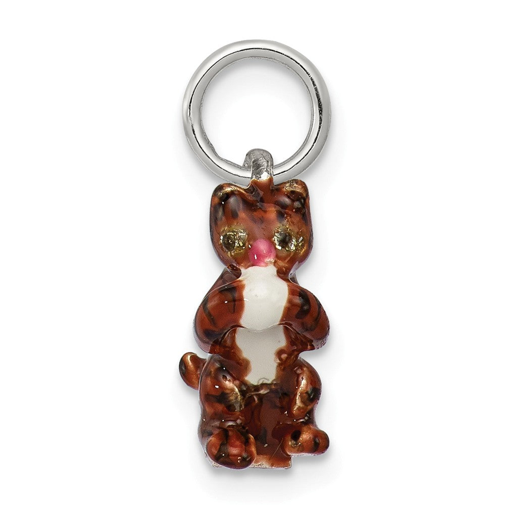 Million Charms 925 Sterling Silver Enamel Cat Playing With Yarn Charm