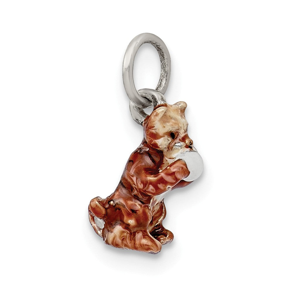 Million Charms 925 Sterling Silver Enamel Cat Playing With Yarn Charm