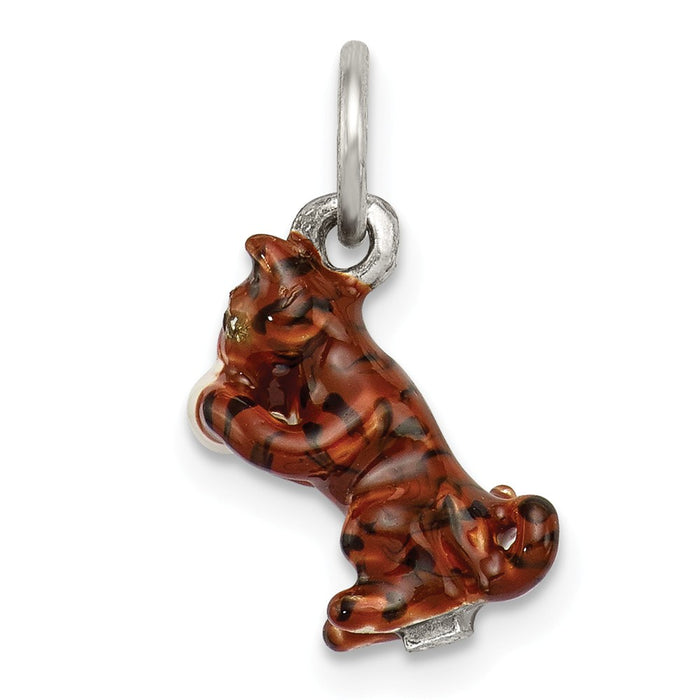 Million Charms 925 Sterling Silver Enamel Cat Playing With Yarn Charm
