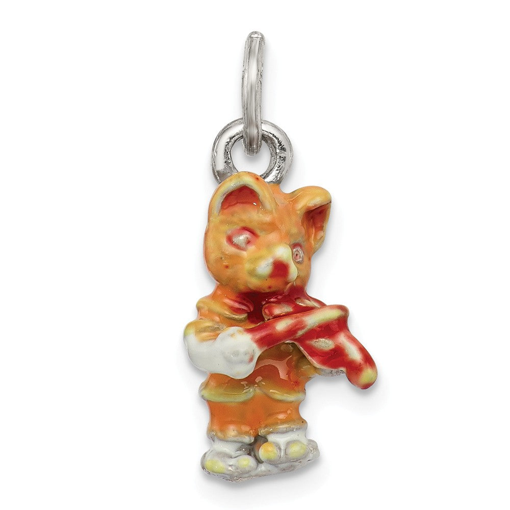Million Charms 925 Sterling Silver Enamel Cat Playing The Violin Charm