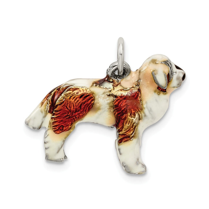 Million Charms 925 Sterling Silver Enameled Religious Saint Bernard Charm