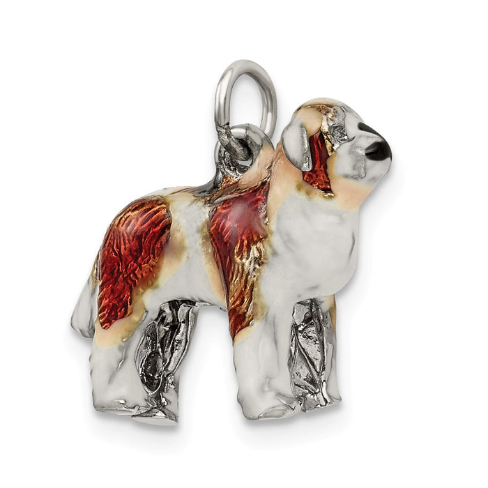 Million Charms 925 Sterling Silver Enameled Religious Saint Bernard Charm