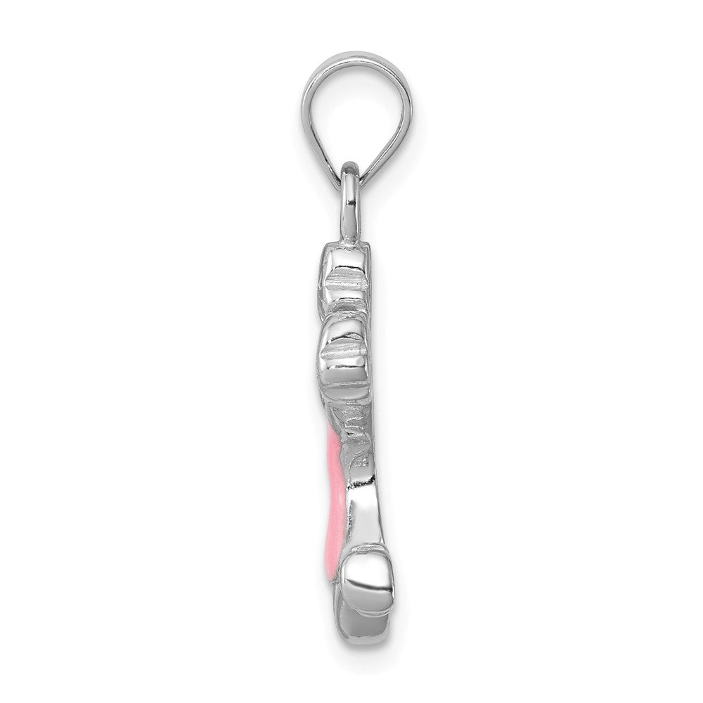 Million Charms 925 Sterling Silver Rhodium-Platedpink Enamel Cheerleader Pendant
