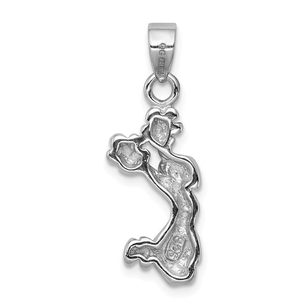 Million Charms 925 Sterling Silver Rhodium-Platedpink Enamel Cheerleader Pendant