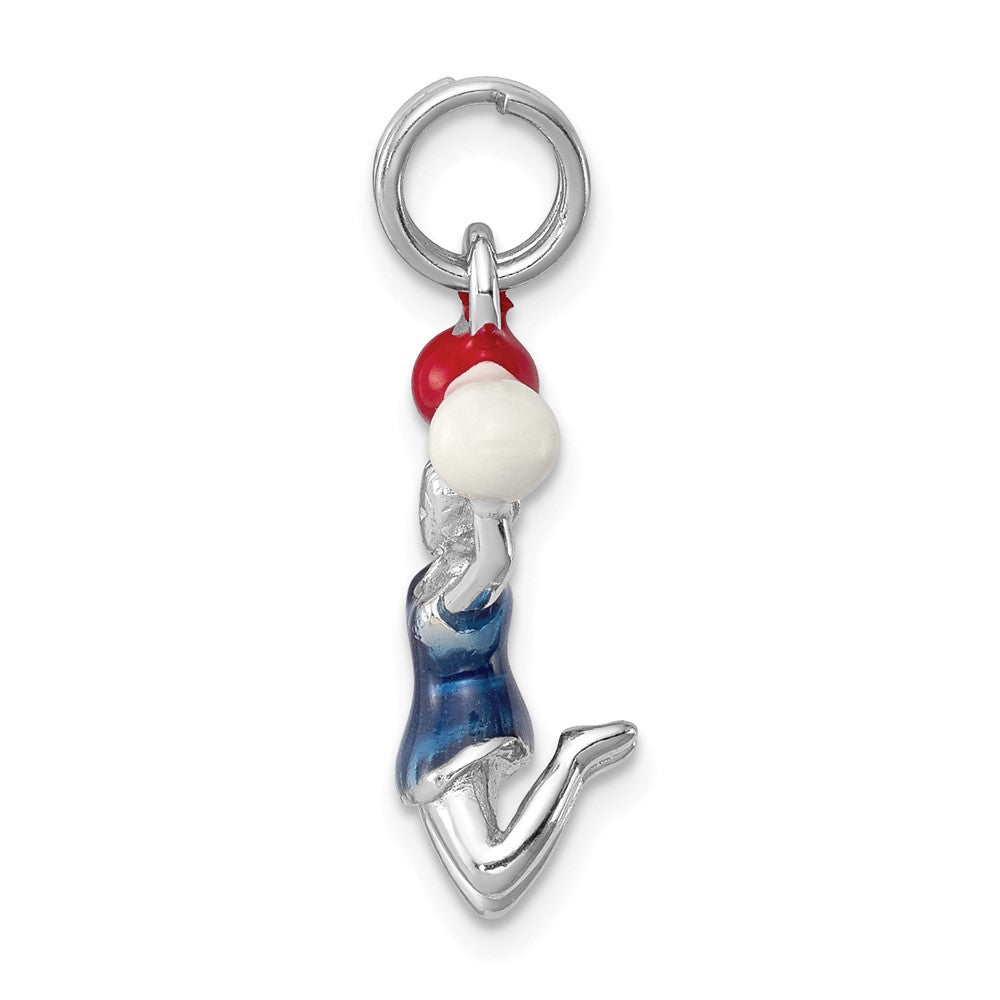 Million Charms 925 Sterling Silver Rhodium-Platedenamel Cheerleader Charm