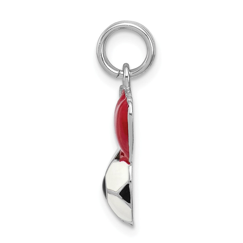 Million Charms 925 Sterling Silver Rhodium-Platedenamel I Heart Sports Soccer Ball Charm