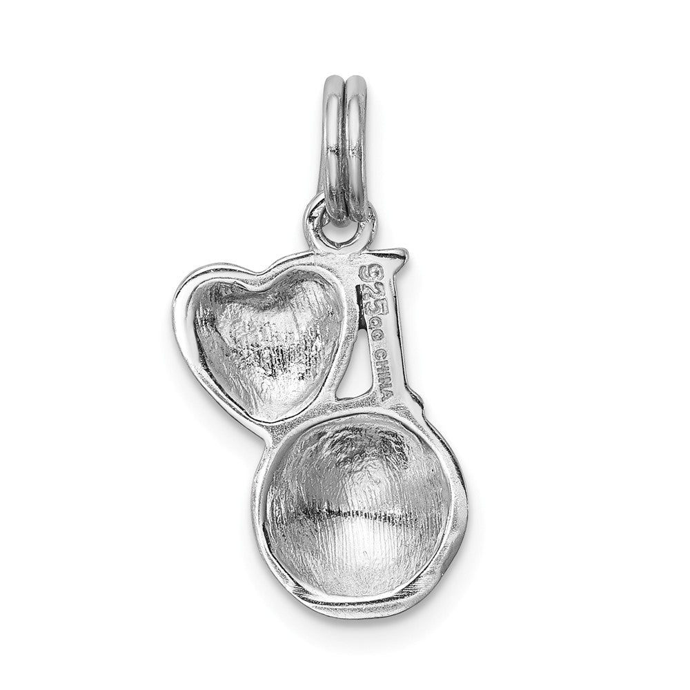 Million Charms 925 Sterling Silver Rhodium-Platedenamel I Heart Sports Soccer Ball Charm
