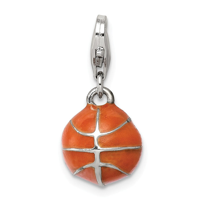 Million Charms 925 Sterling Silver 3D Enameled Sports Basketball Charm