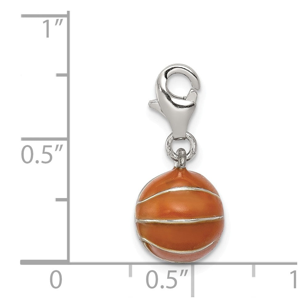 Million Charms 925 Sterling Silver 3D Enameled Sports Basketball Charm