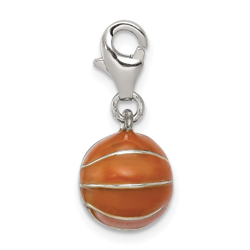 Million Charms 925 Sterling Silver 3D Enameled Sports Basketball Charm