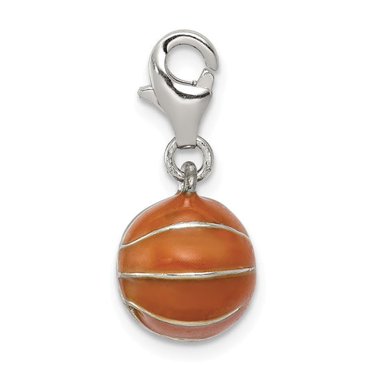 Million Charms 925 Sterling Silver 3D Enameled Sports Basketball Charm
