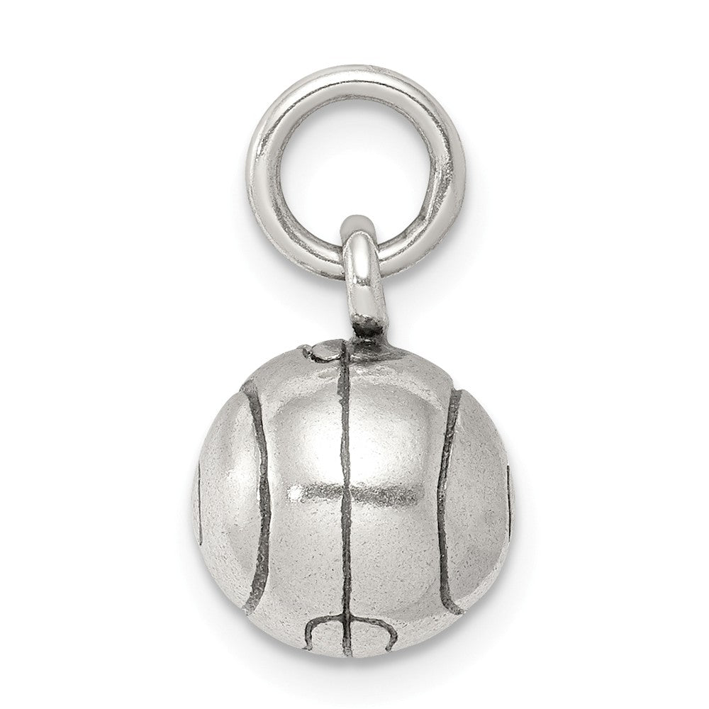 Million Charms 925 Sterling Silver 3D Antiqued Sports Tennis Ball Charm