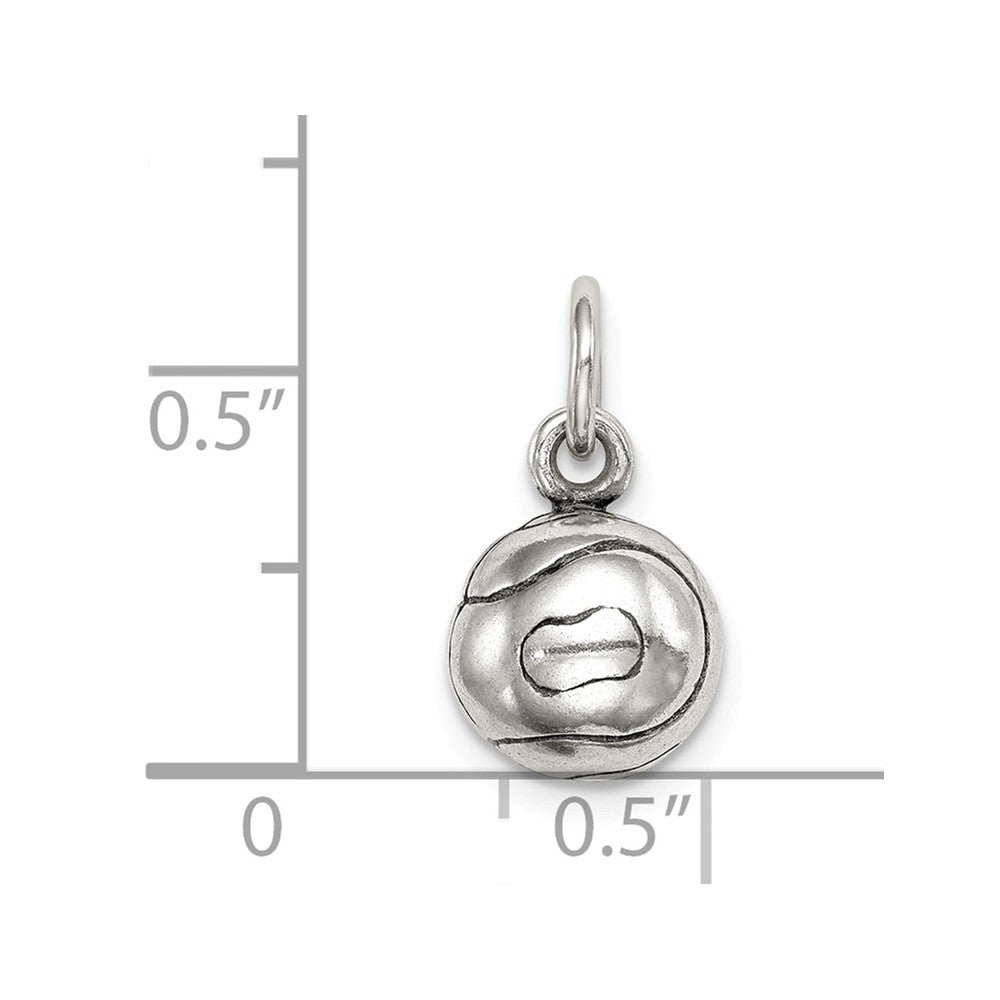 Million Charms 925 Sterling Silver 3D Antiqued Sports Tennis Ball Charm