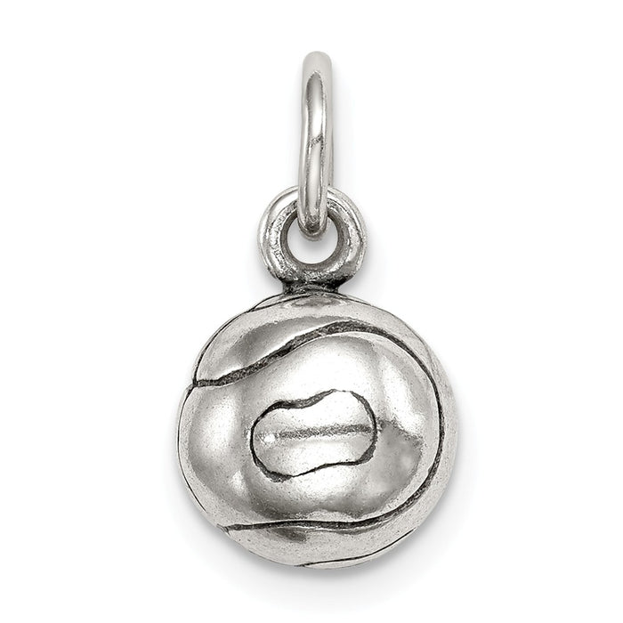 Million Charms 925 Sterling Silver 3D Antiqued Sports Tennis Ball Charm