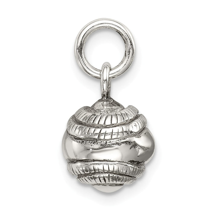 Million Charms 925 Sterling Silver 3D Antiqued Sports Baseball Charm