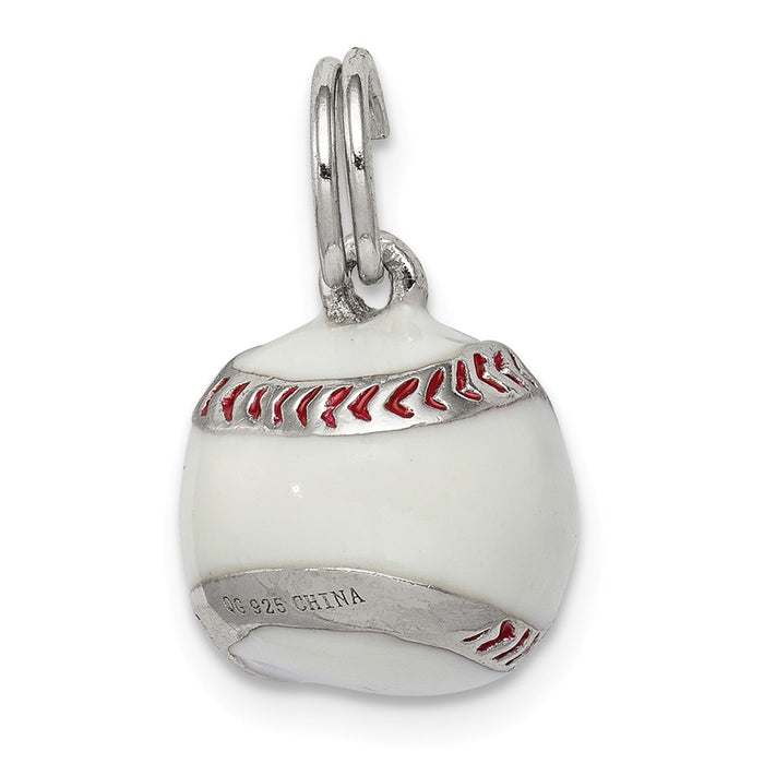 Million Charms 925 Sterling Silver 3D Enamel Sports Baseball Charm