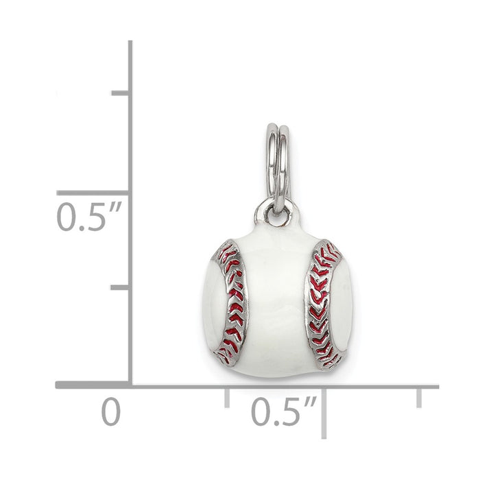 Million Charms 925 Sterling Silver 3D Enamel Sports Baseball Charm