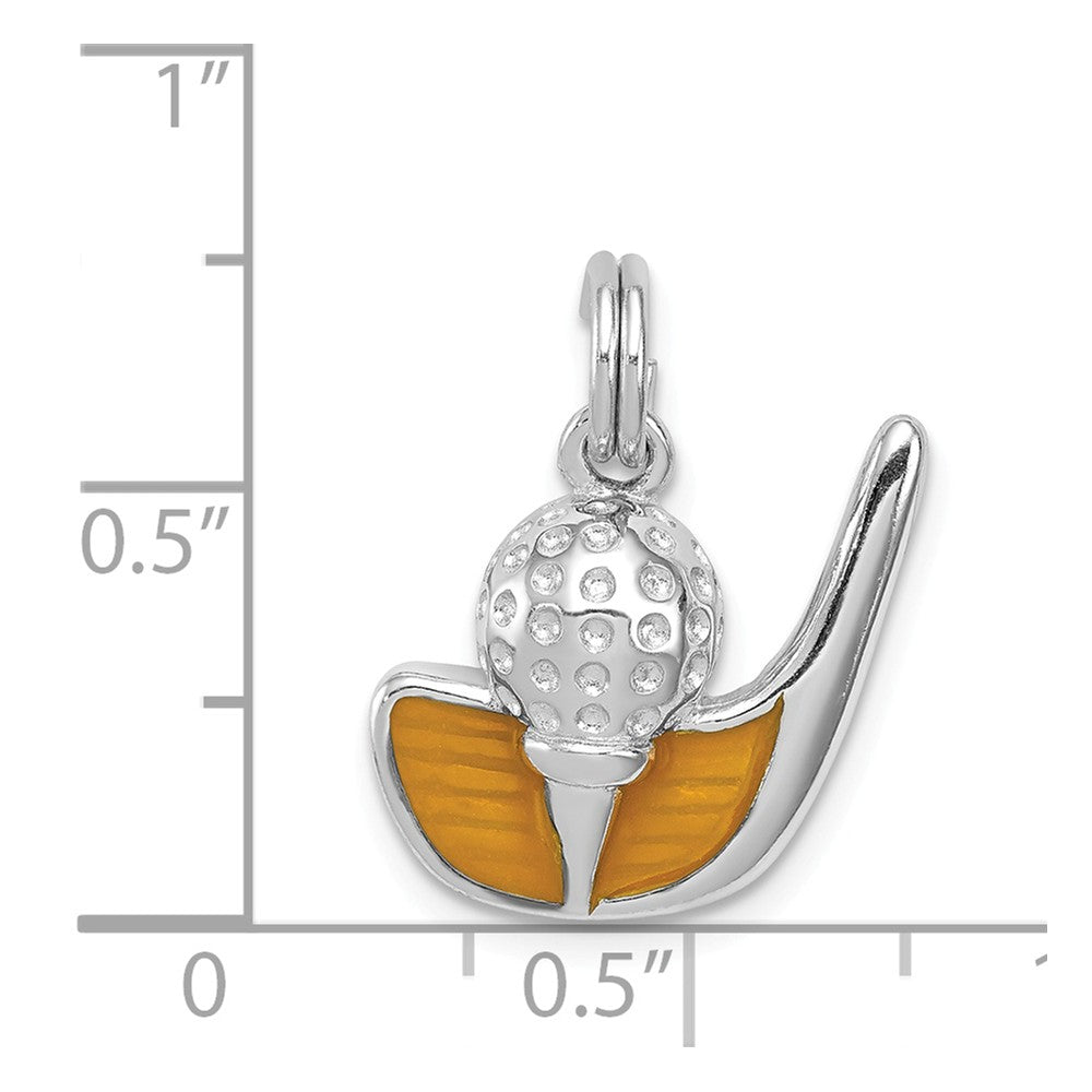 Million Charms 925 Sterling Silver Rhodium-Platedenamel Sports Golf Club & Ball Charm
