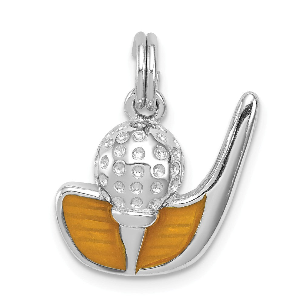 Million Charms 925 Sterling Silver Rhodium-Platedenamel Sports Golf Club & Ball Charm