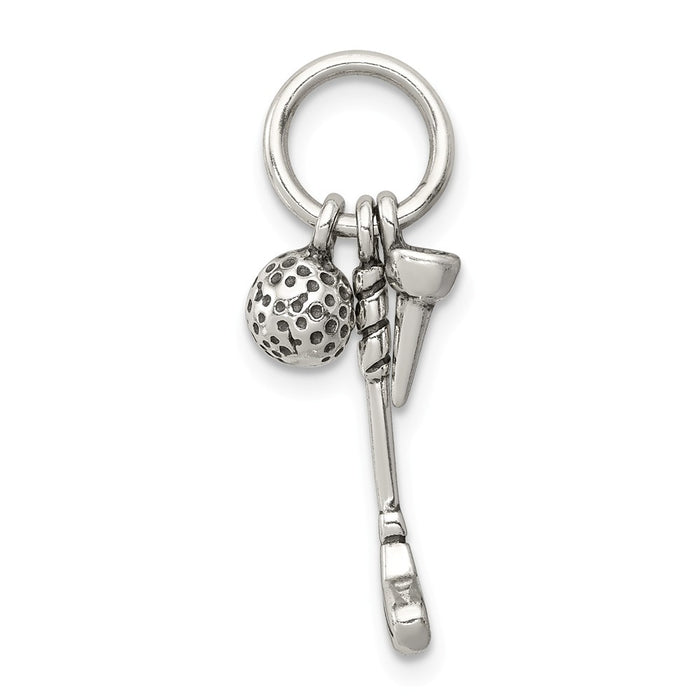 Million Charms 925 Sterling Silver Antiqued Golfer'S Charm