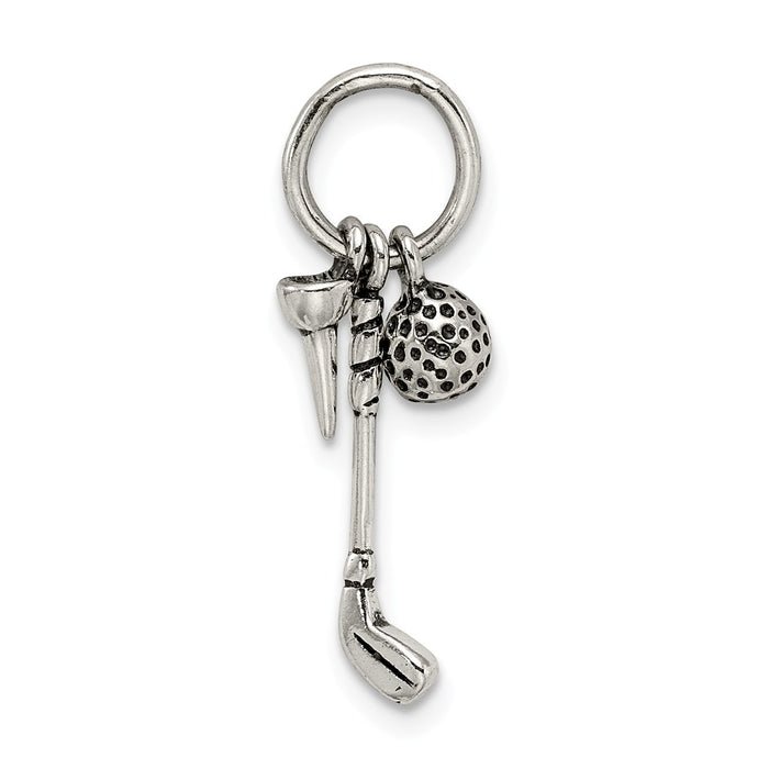 Million Charms 925 Sterling Silver Antiqued Golfer'S Charm