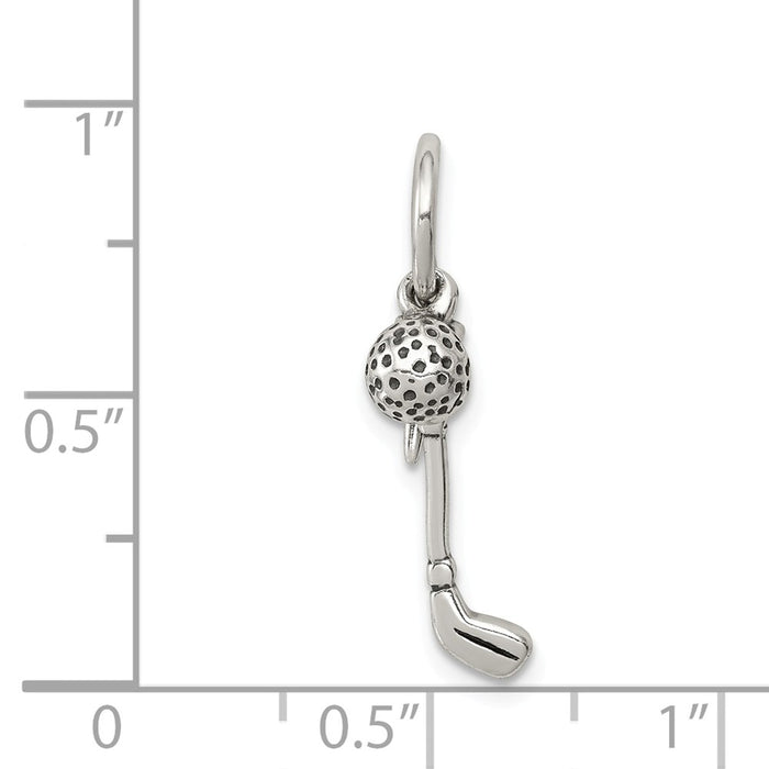 Million Charms 925 Sterling Silver Antiqued Golfer'S Charm