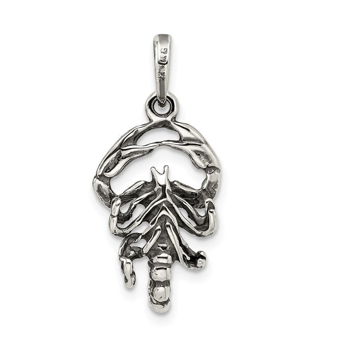 Million Charms 925 Sterling Silver Antiqued Scorpio Pendant