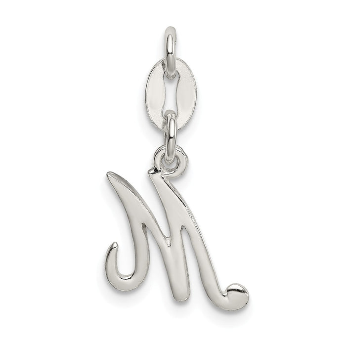 Million Charms 925 Sterling Silver Alphabet Letter Initial M Pendant