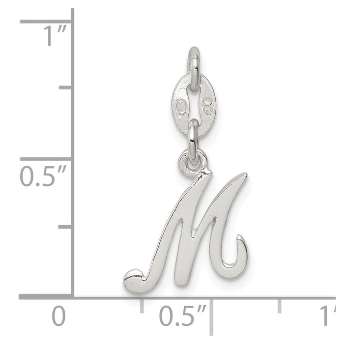 Million Charms 925 Sterling Silver Alphabet Letter Initial M Pendant