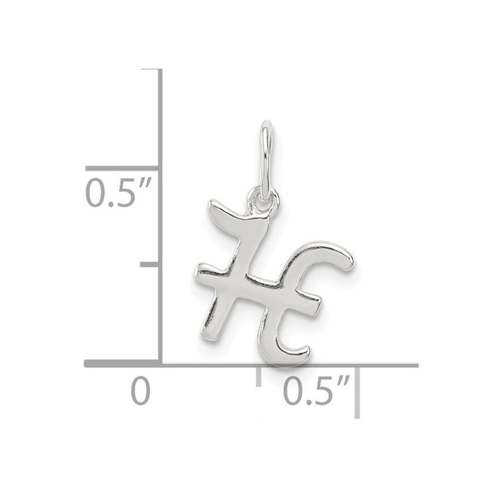 Million Charms 925 Sterling Silver Alphabet Letter Initial H Pendant