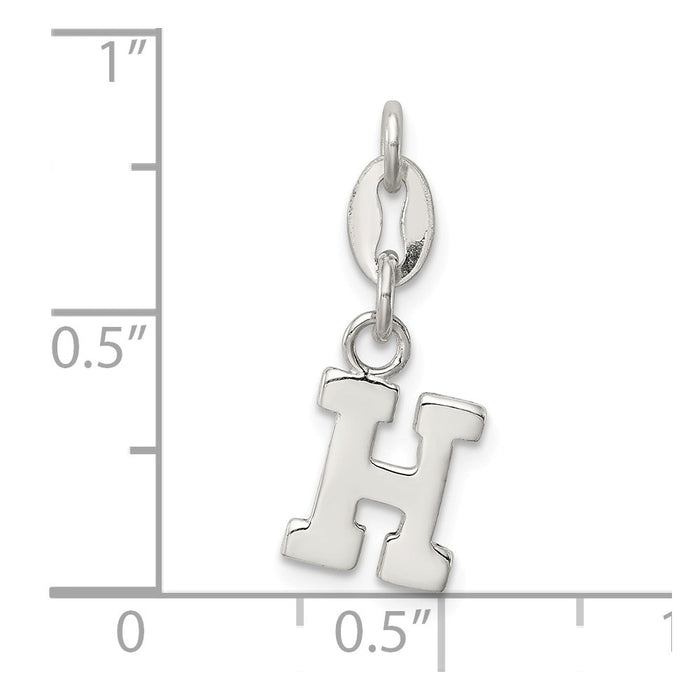 Million Charms 925 Sterling Silver Alphabet Letter Initial H Pendant