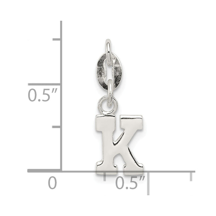 Million Charms 925 Sterling Silver Alphabet Letter Initial K Pendant