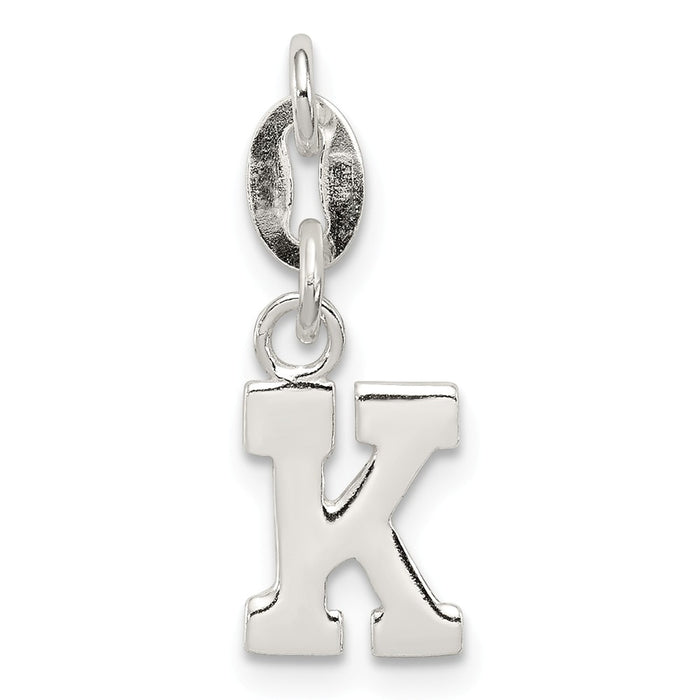 Million Charms 925 Sterling Silver Alphabet Letter Initial K Pendant