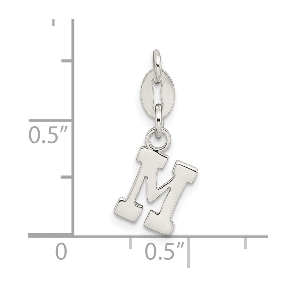 Million Charms 925 Sterling Silver Alphabet Letter Initial M Pendant