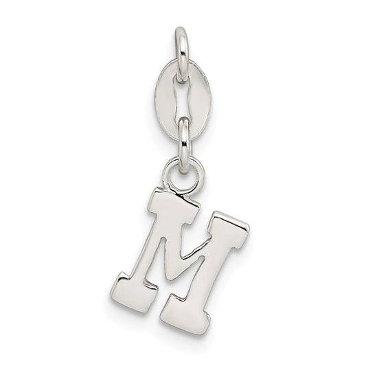 Million Charms 925 Sterling Silver Alphabet Letter Initial M Pendant