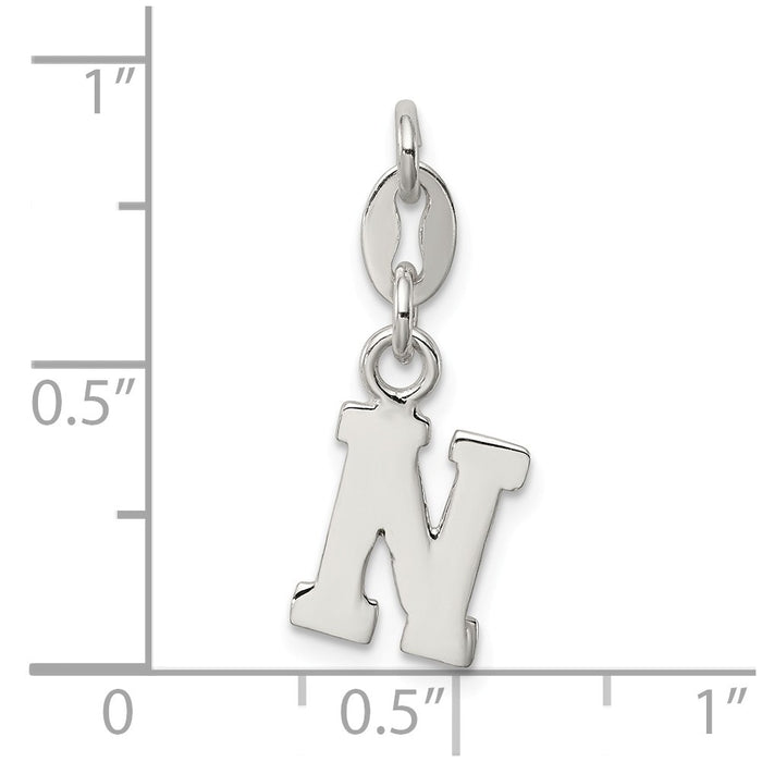 Million Charms 925 Sterling Silver Alphabet Letter Initial N Pendant