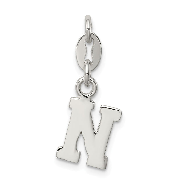 Million Charms 925 Sterling Silver Alphabet Letter Initial N Pendant