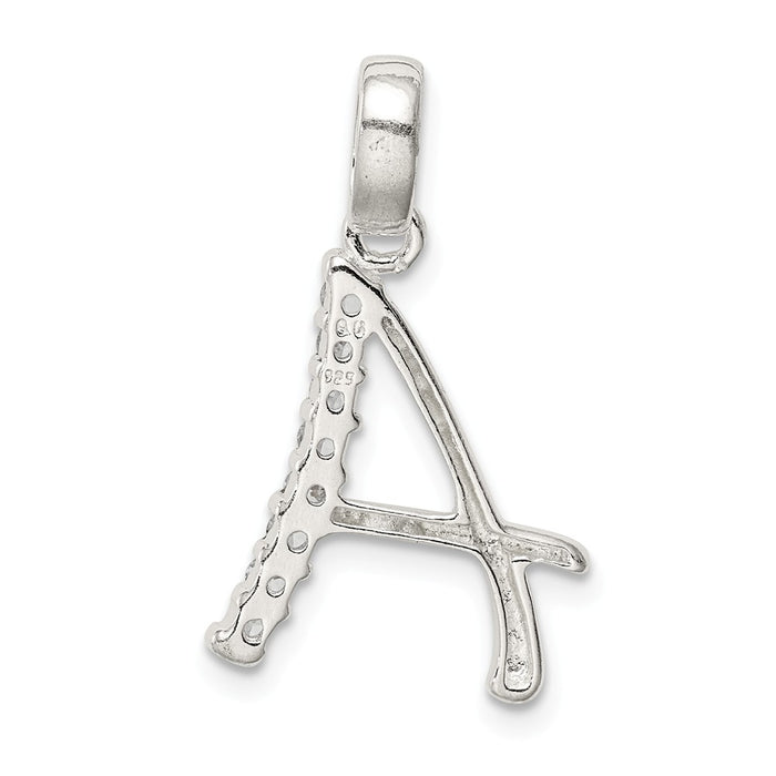 Million Charms 925 Sterling Silver (Cubic Zirconia) CZ Alphabet Letter Initial A Pendant