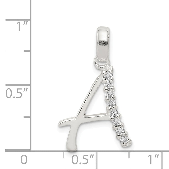 Million Charms 925 Sterling Silver (Cubic Zirconia) CZ Alphabet Letter Initial A Pendant